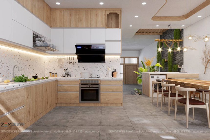 Mẫu tủ bếp gỗ công nghiệp 001