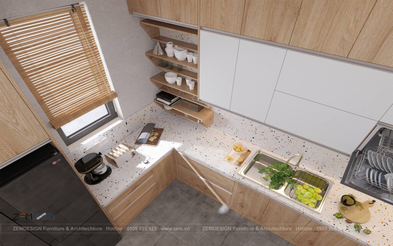 Mẫu tủ bếp gỗ công nghiệp 004