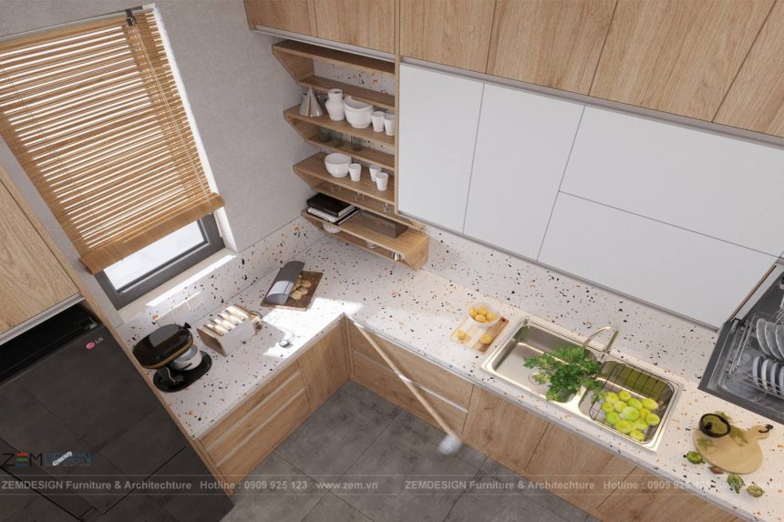 Mẫu tủ bếp gỗ công nghiệp 004