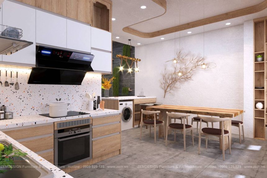 Mẫu tủ bếp gỗ công nghiệp 006