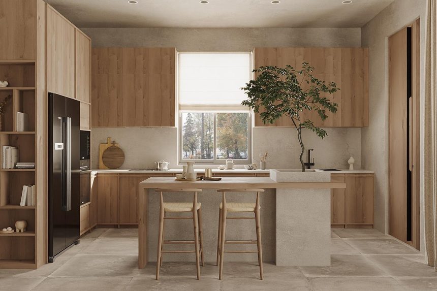 Thiết kế nội thất phòng bếp theo phong cách Wabi-sabi
