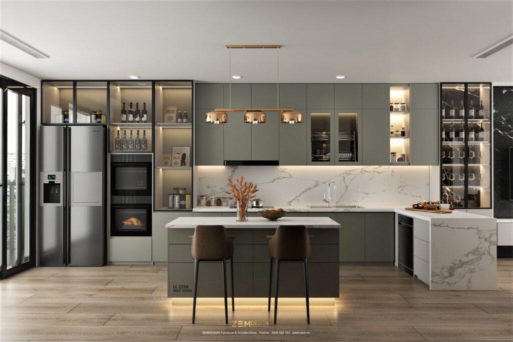Tủ bếp chữ L hiện đại LL-2266