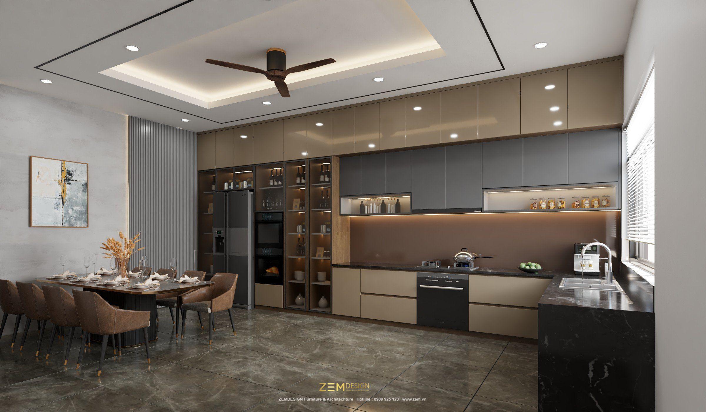 Tủ bếp Acrylic màu kem TB-ARL-MK01