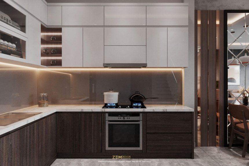 Thiết kế nội thất phòng bếp nhà Anh Long Thành - Đồng Nai