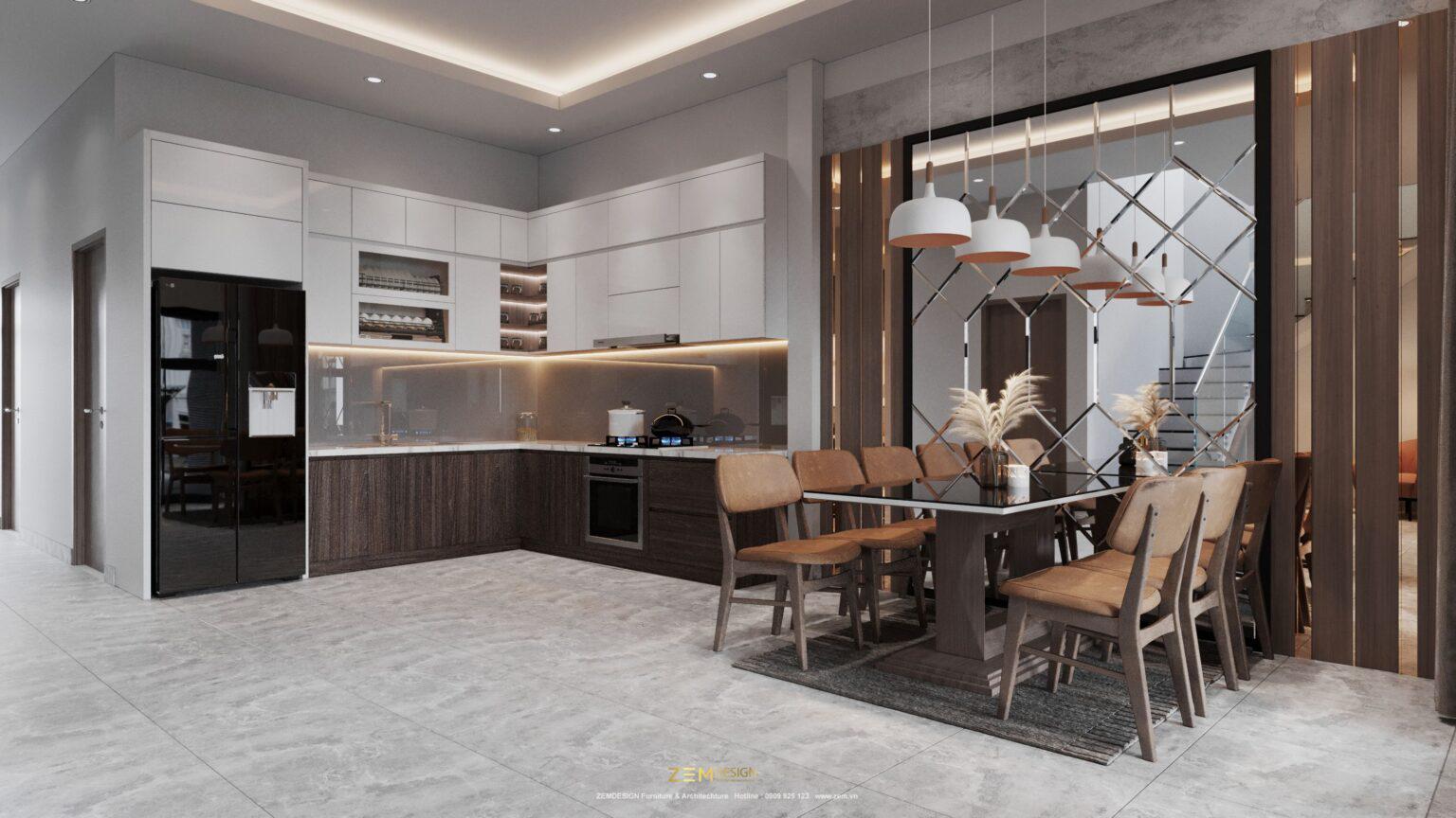 Thiết kế nội thất phòng bếp nhà Anh Long Thành - Đồng Nai