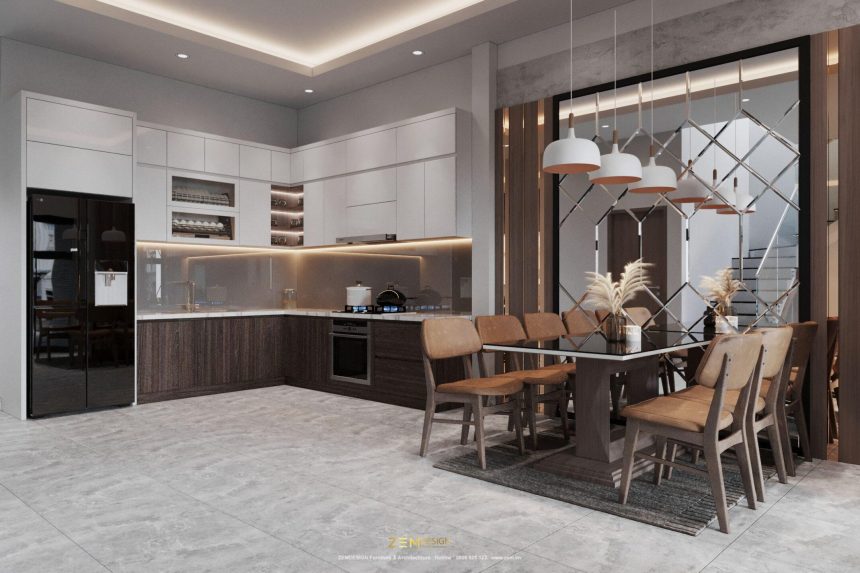 Thiết kế nội thất phòng bếp nhà Anh Long Thành - Đồng Nai