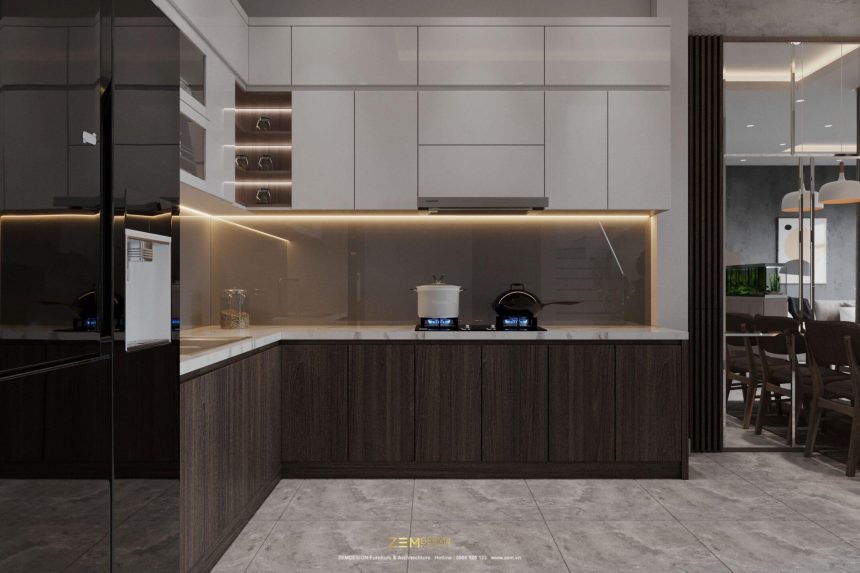 Thiết kế nội thất phòng bếp nhà Anh Long Thành - Đồng Nai