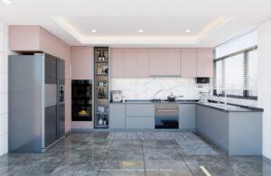 Tủ bếp thùng mdf cánh phủ melamine