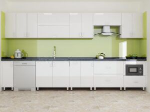 Tủ bếp Acrylic màu trắng nét đẹp đơn giản và trong sáng 