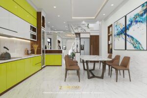 Mẫu tủ bếp acrylic chữ L đẹp