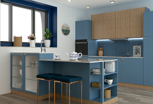 Tủ bếp màu xanh biển dành cho người mệnh Thủy