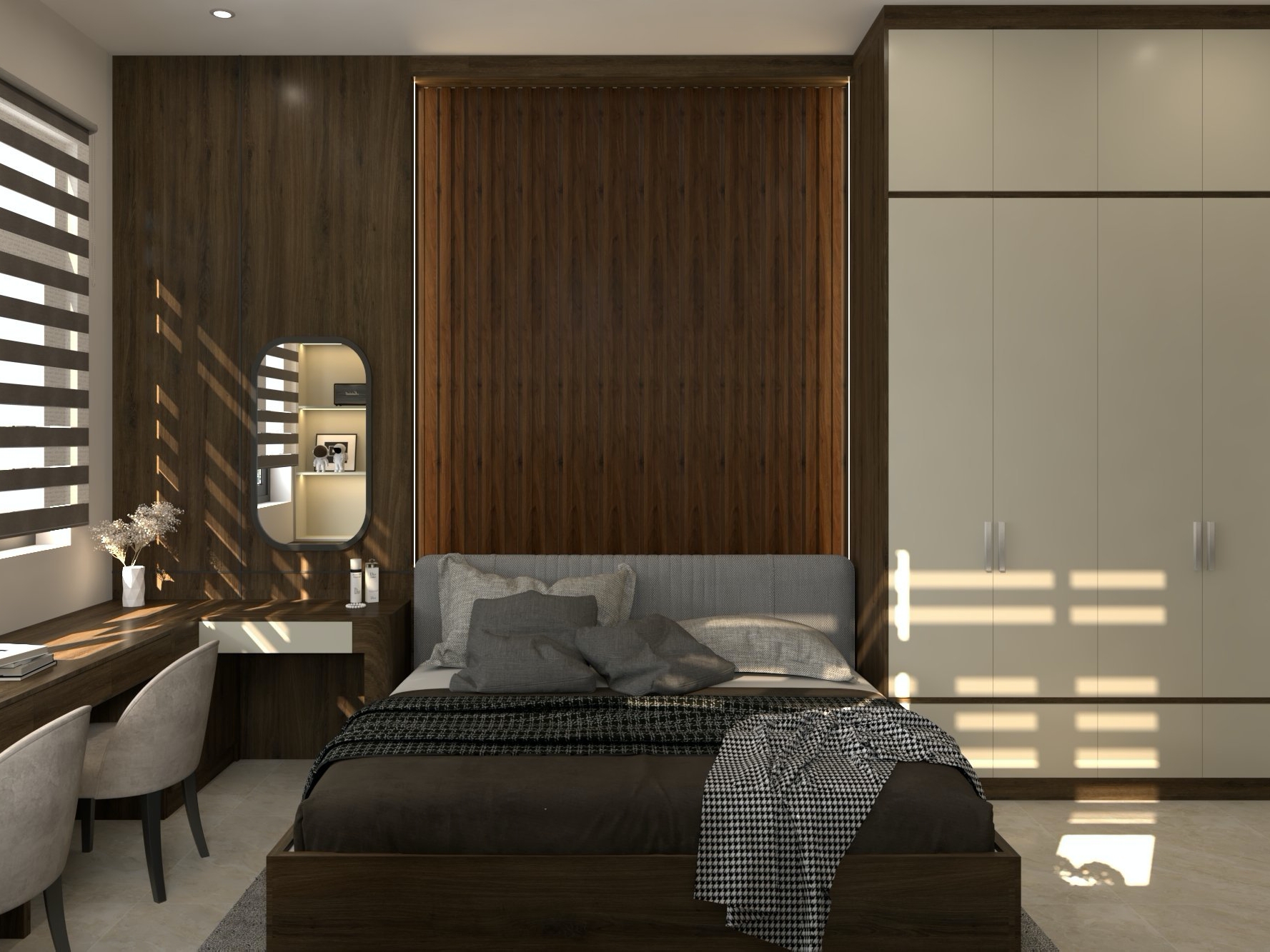 Thiết kế nội thất phòng ngủ hiện đại 12m2