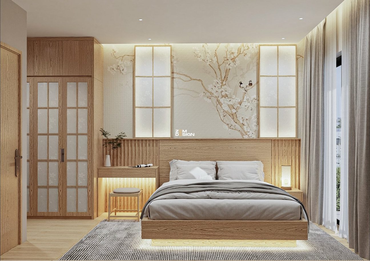 Phòng ngủ 1 căn hộ Celadon Tân Phú phong cách Japandi 01