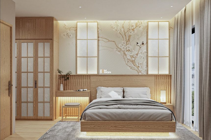 Phòng ngủ 1 căn hộ Celadon Tân Phú phong cách Japandi 01