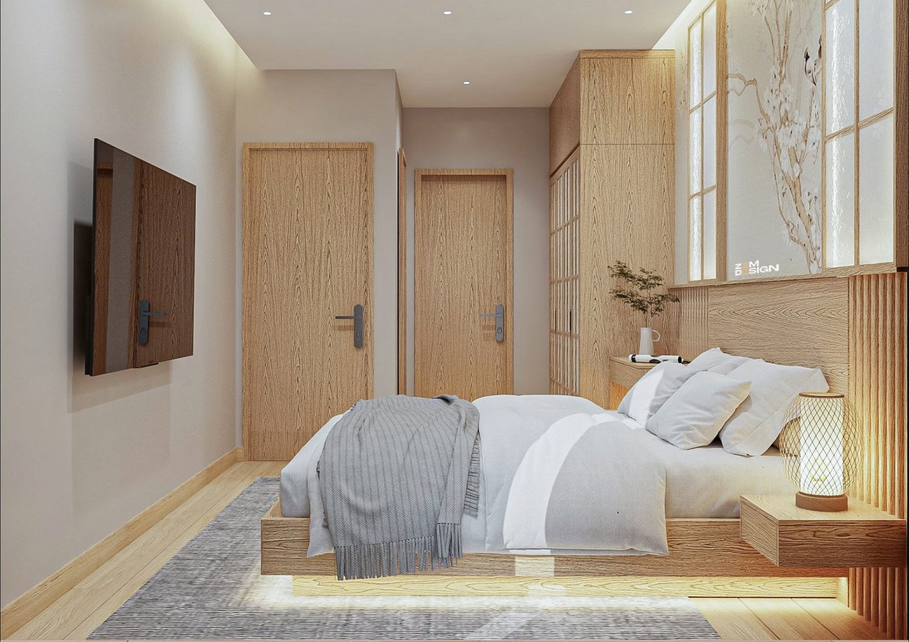 Phòng ngủ 1 căn hộ Celadon Tân Phú phong cách Japandi 02