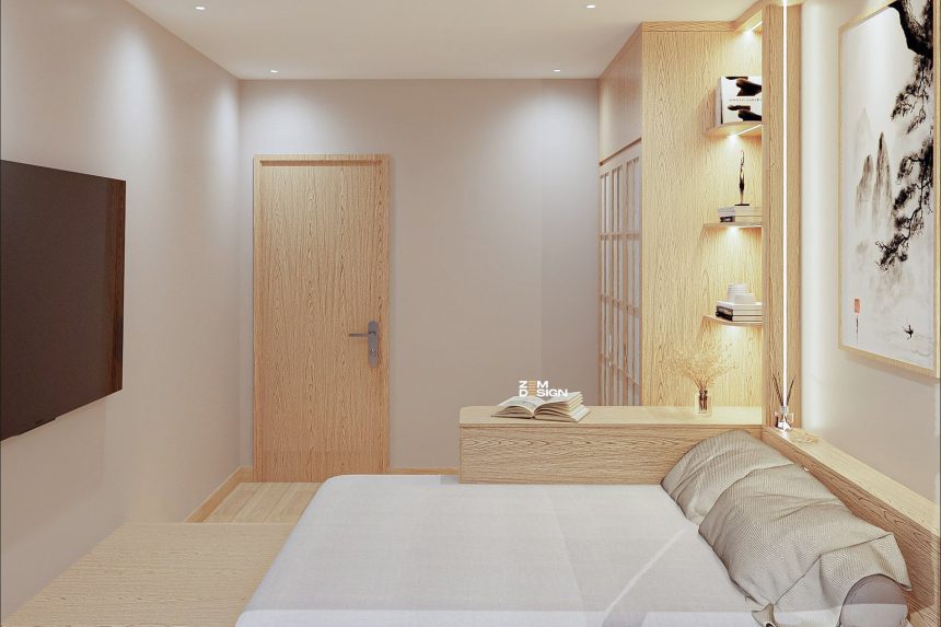 Phòng ngủ 2 căn hộ Celadon Tân Phú phong cách Japandi 02