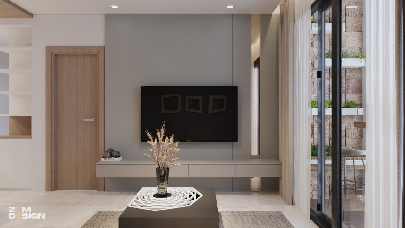 Phòng khách liền bếp căn hộ chung cư New City 01