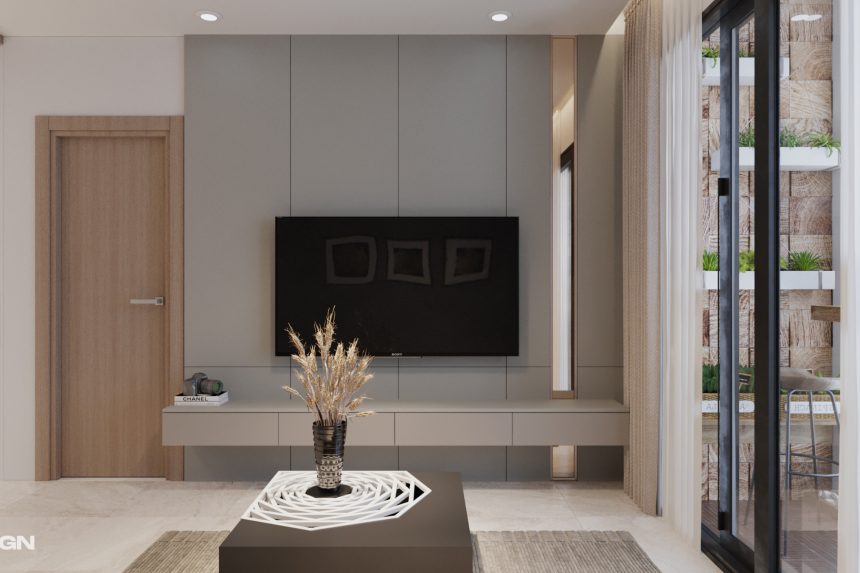 Phòng khách liền bếp căn hộ chung cư New City 01