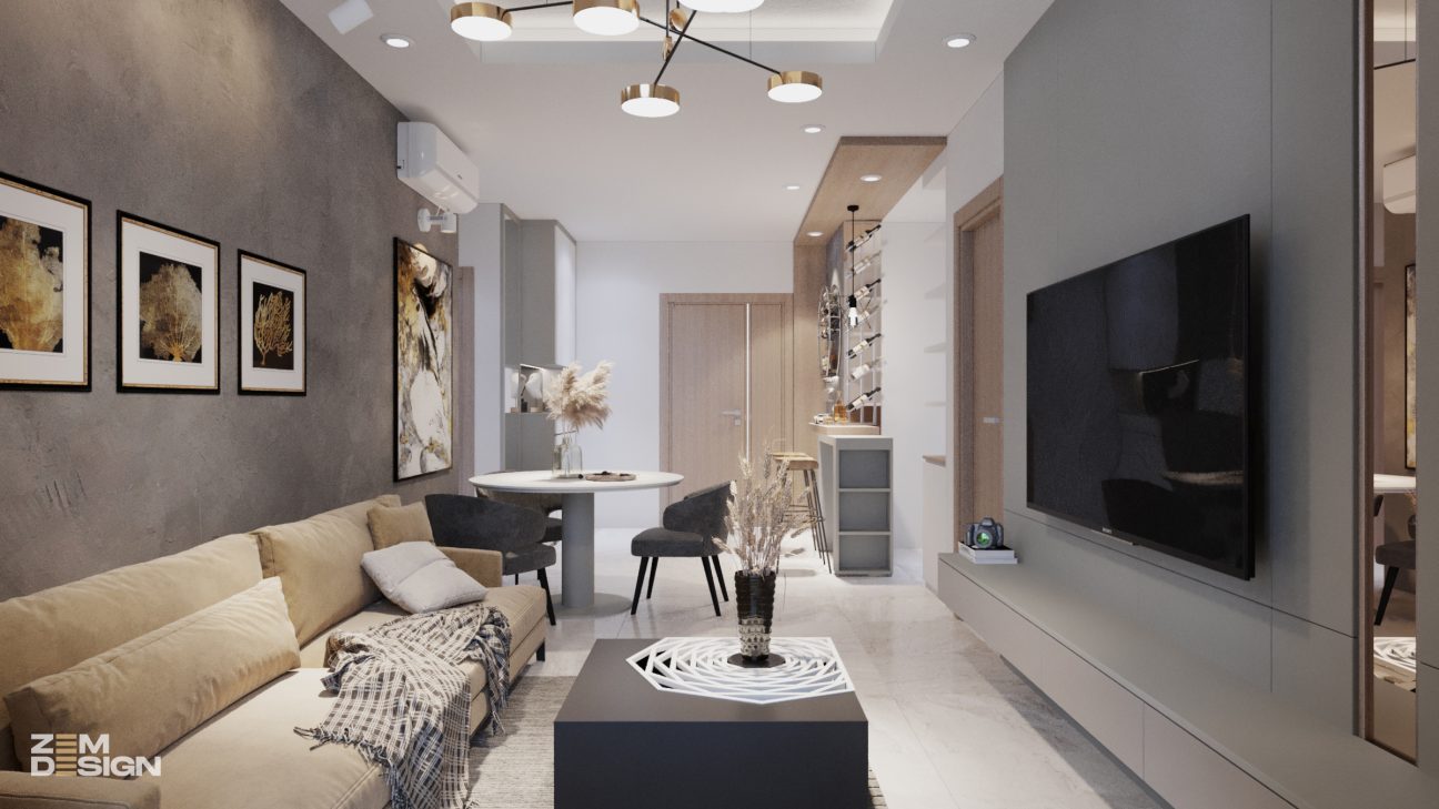 Phòng khách liền bếp căn hộ chung cư New City 03