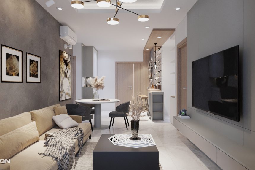 Phòng khách liền bếp căn hộ chung cư New City 03