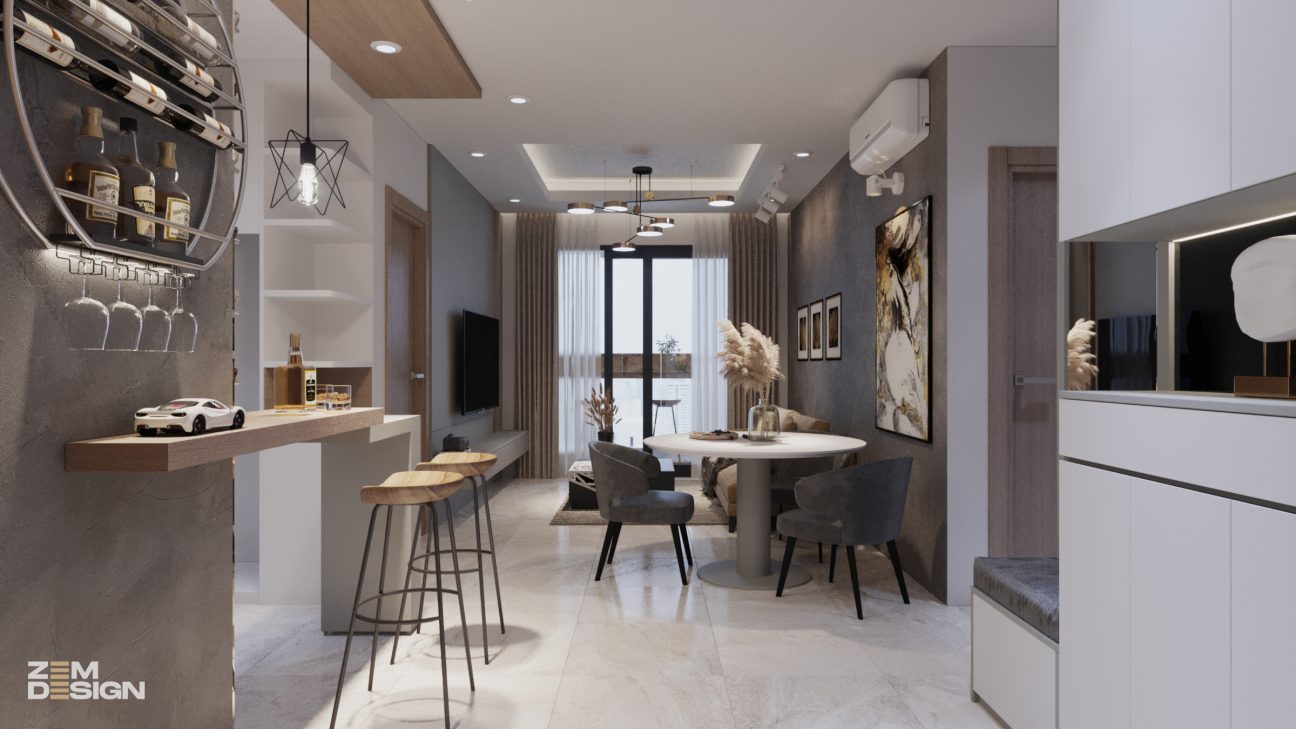 Phòng khách liền bếp căn hộ chung cư New City 04