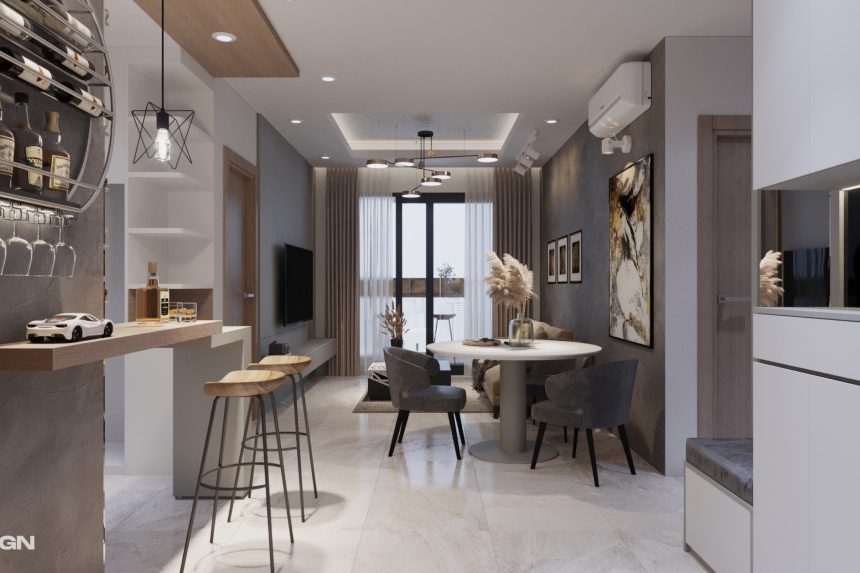 Phòng khách liền bếp căn hộ chung cư New City 04