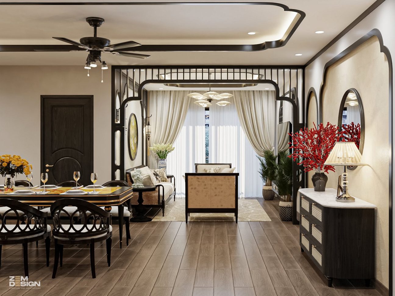 Thiết kế phòng khách liền phòng bếp