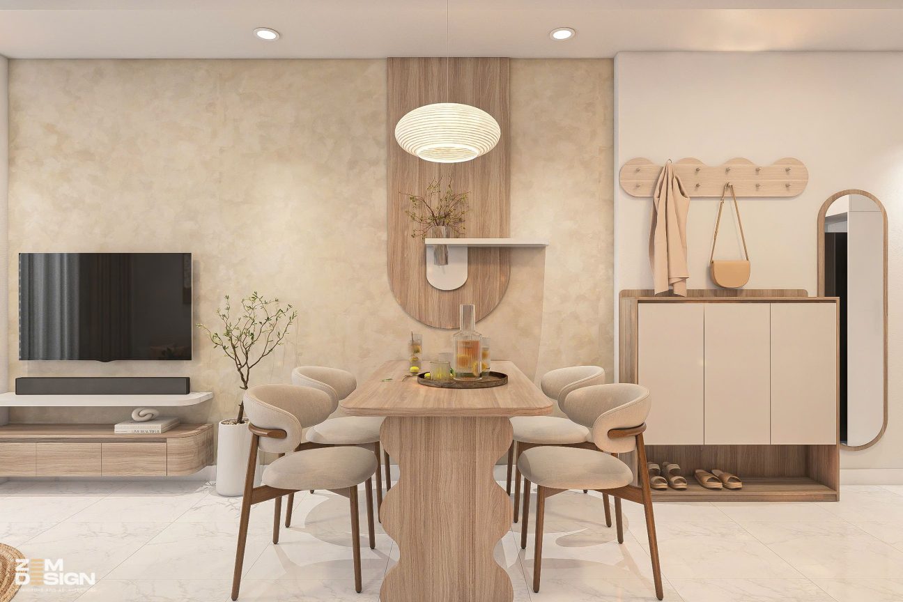 Nội thất phòng khách liền bếp căn hộ Happy One Central - 03