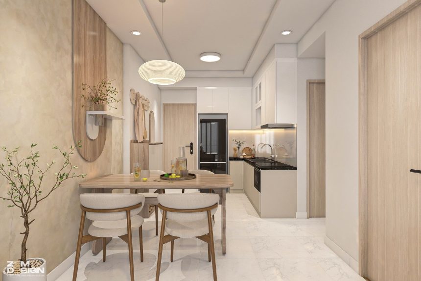 Nội thất phòng khách liền bếp căn hộ Happy One Central - 04