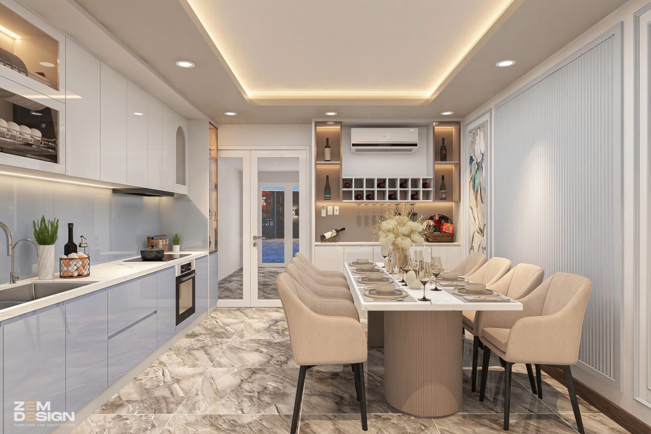Phòng bếp nhà phố phong cách hiện đại 01