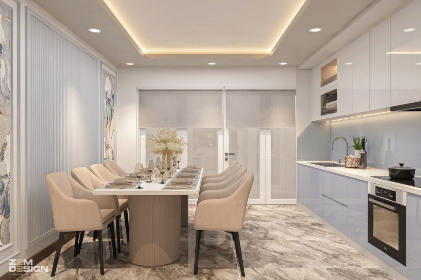Phòng bếp nhà phố phong cách hiện đại 02