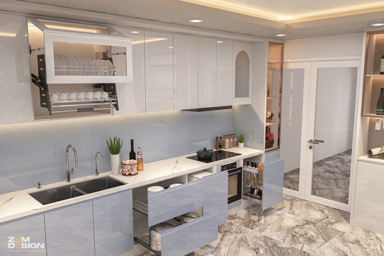 Phòng bếp nhà phố phong cách hiện đại 06