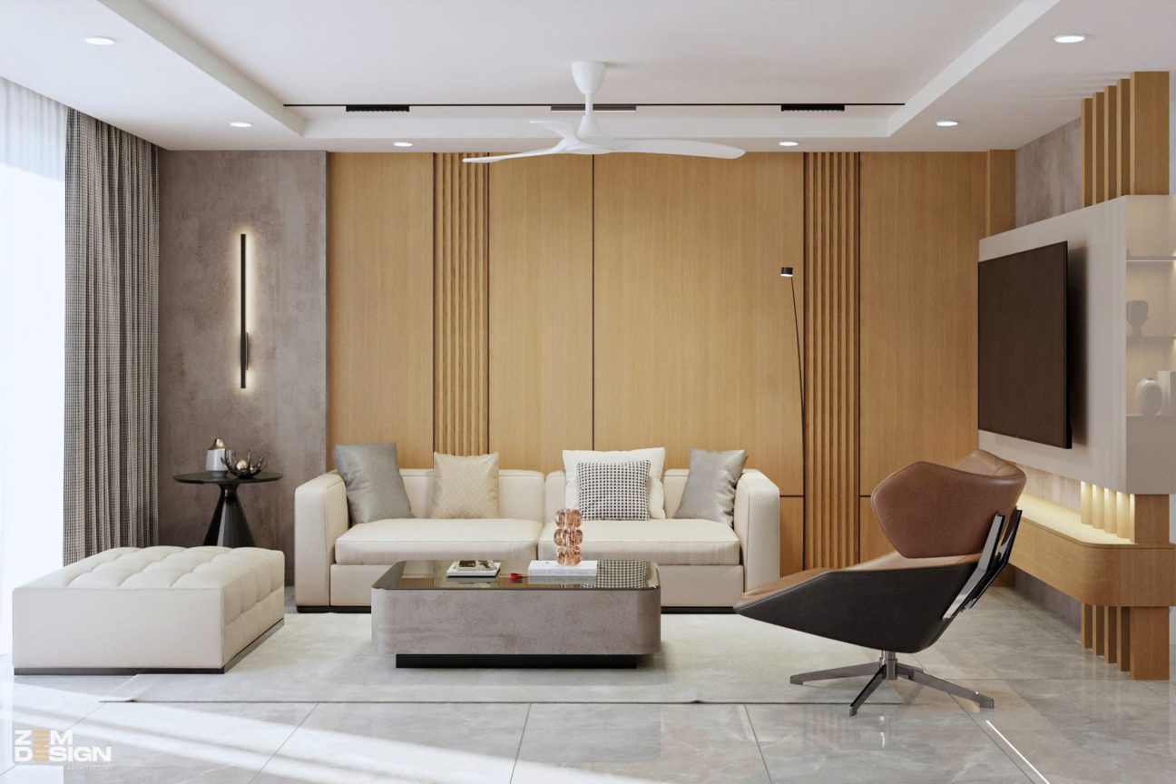 Phòng khách hiện đại nhà phố 01