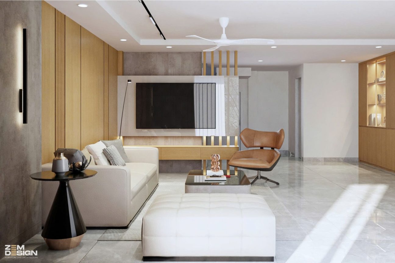 Phòng khách hiện đại nhà phố 03