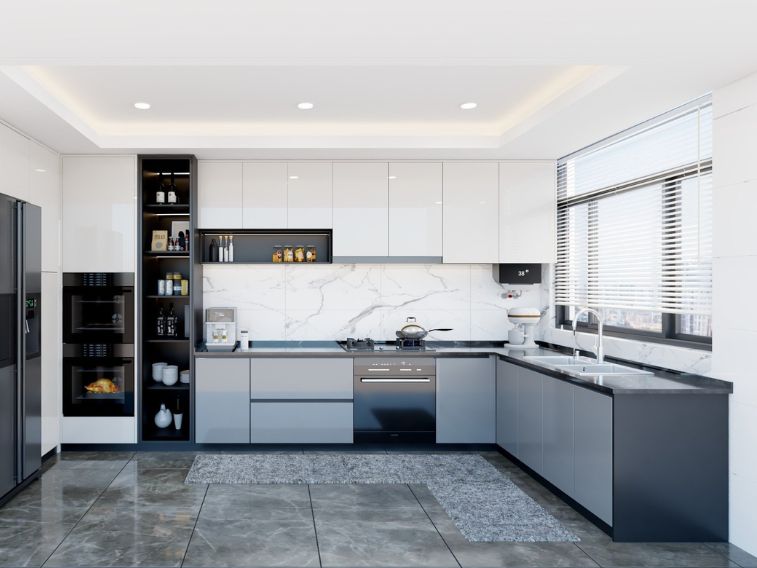 Tủ bếp Acrylic có cửa sổ