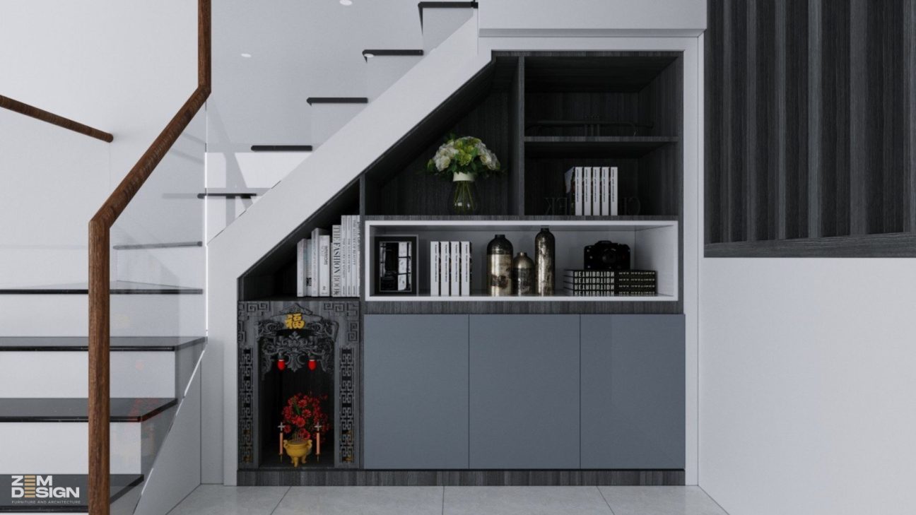 Thiết kế tủ bếp Acrylic bóng gương màu xám trắng 04