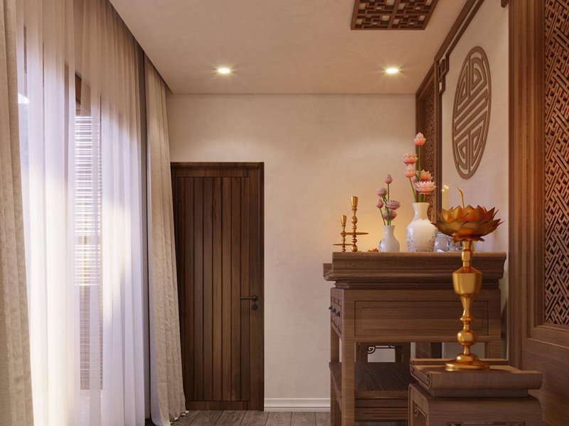Phòng thờ nên chọn rèm cửa màu gì