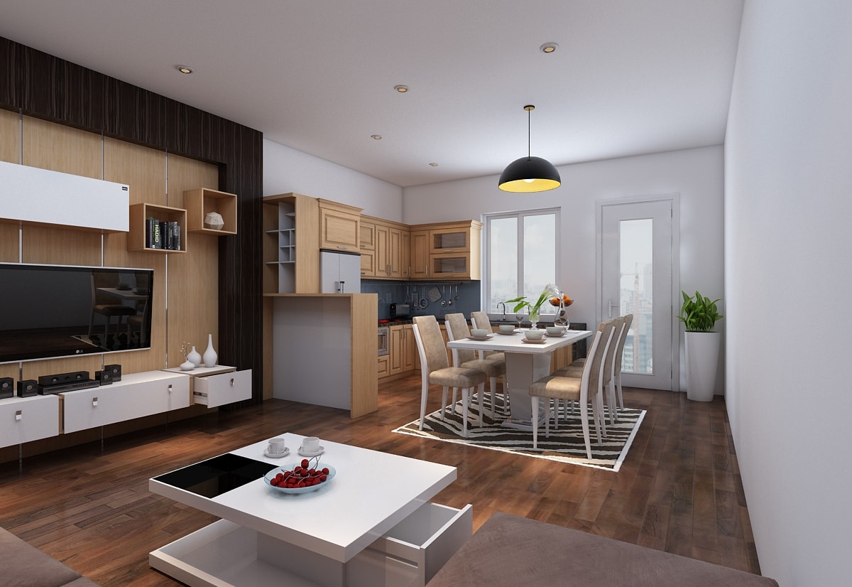 Phòng khách liền kề bếp 30m2