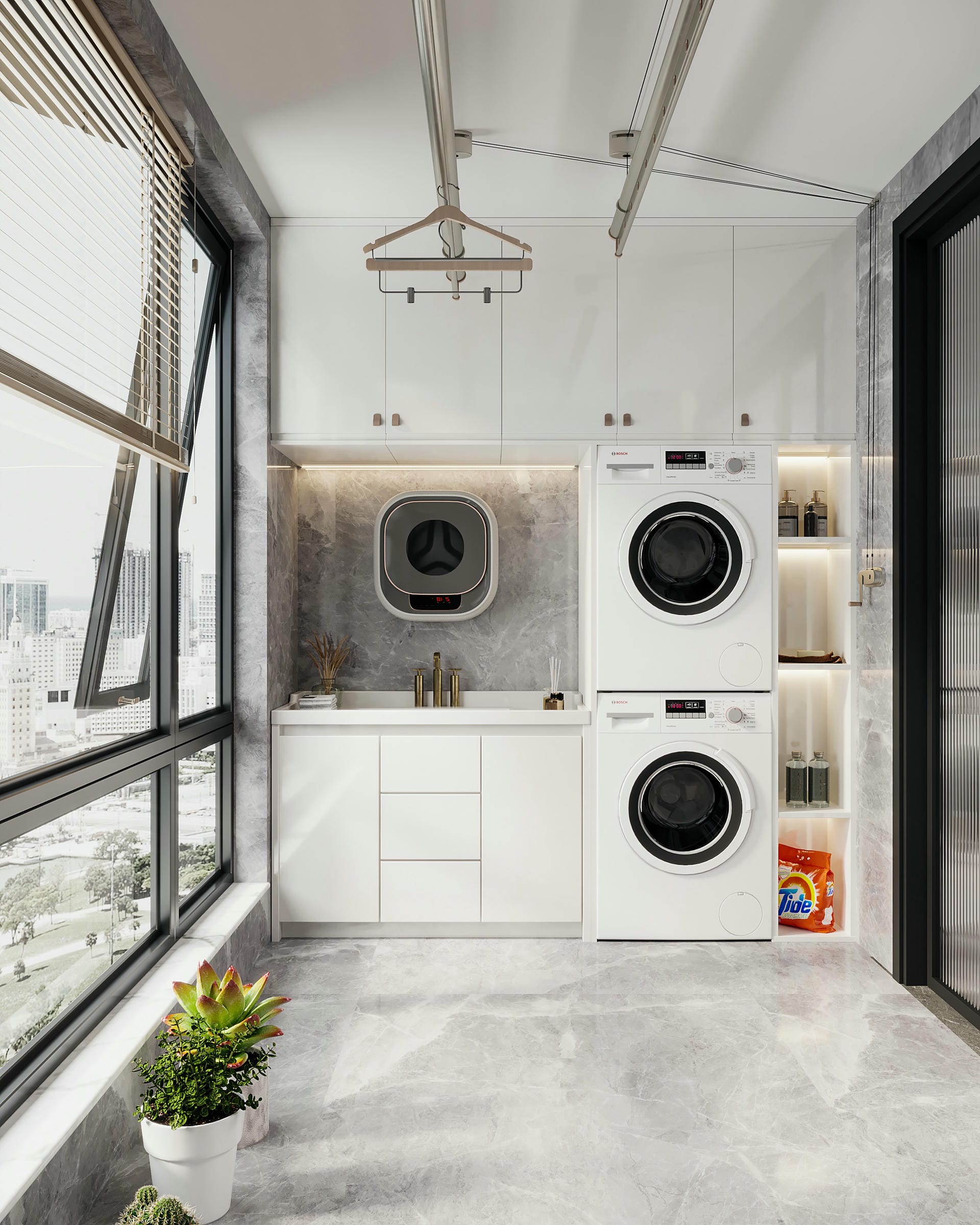 Thiết kế phòng giặt tích hợp phơi đồ