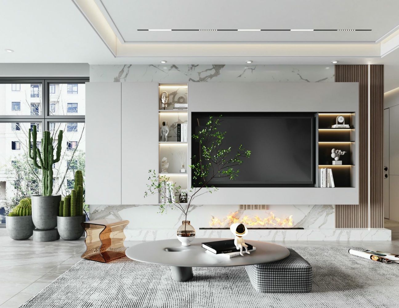 Mẫu kệ treo tường phòng khách