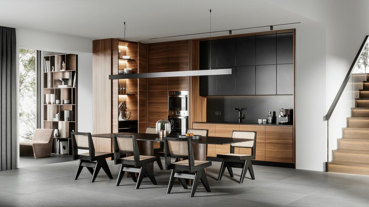 Thiết kế bếp mở liền phòng khách