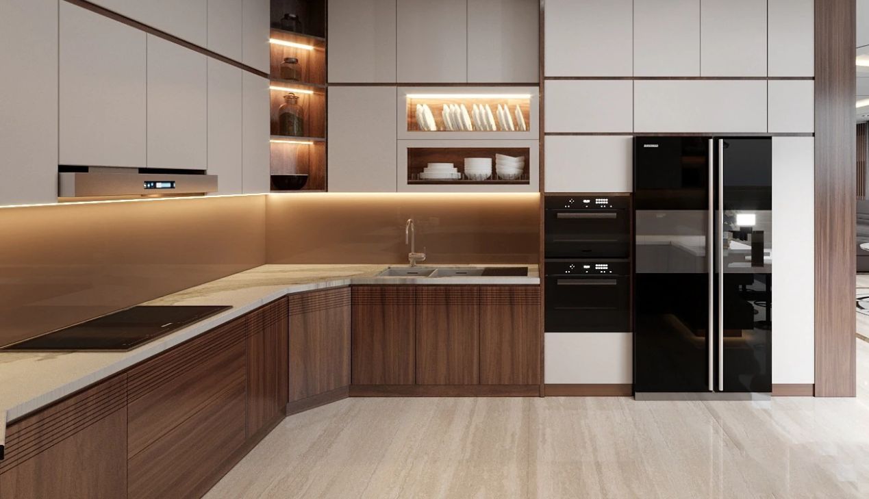 Tủ bếp hiện đại dùng ván MFC phủ laminate