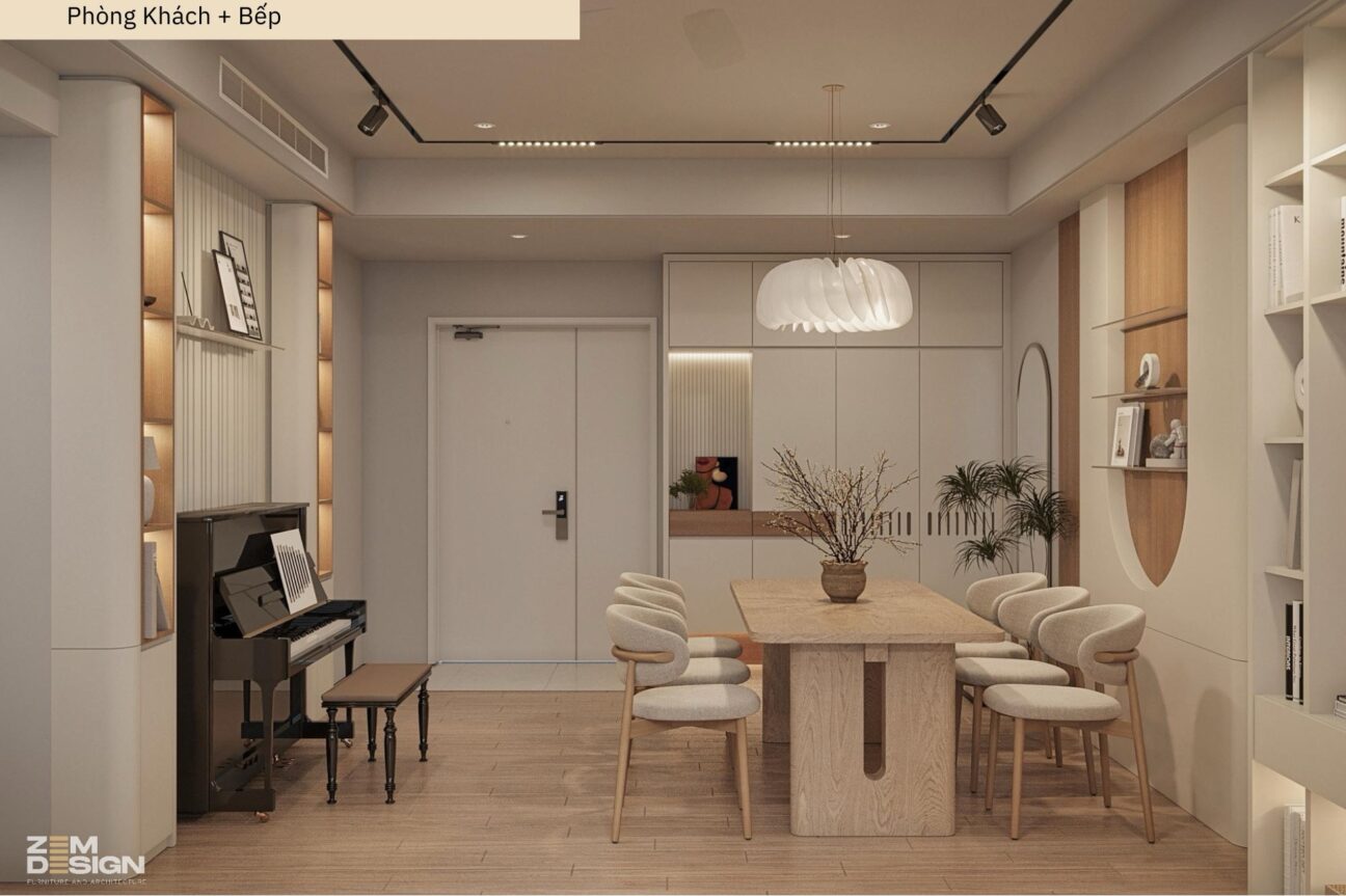 Thiết kế nội thất phòng khách liền bếp căn hộ Sài Gòn Pearl - 04