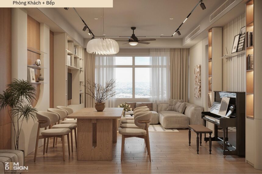 Thiết kế nội thất phòng khách liền bếp căn hộ Sài Gòn Pearl - 05