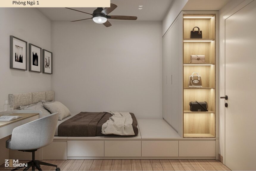 Thiết kế nội thất phòng ngủ 1 căn hộ Sài Gòn Pearl - 01