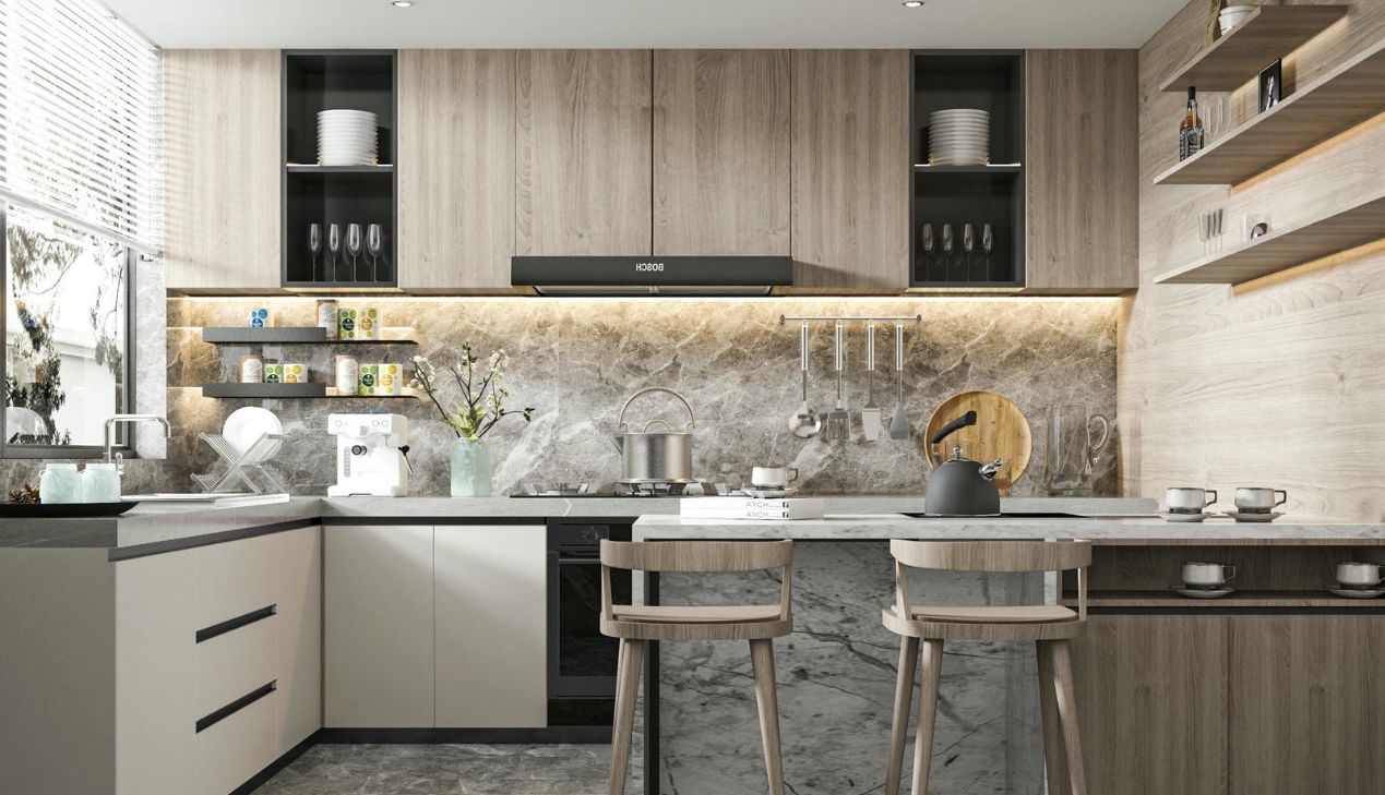 Tủ bếp kịch trần cho nhà phố